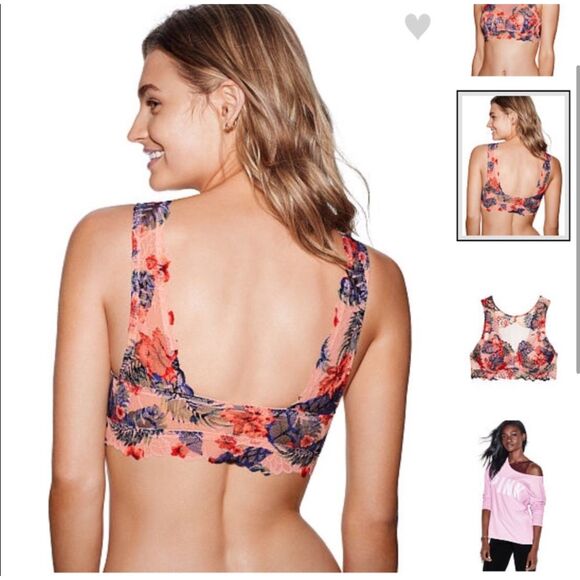 Victoria Secret | PINK Lace High Neck Push Up Bra Underwire Bralette Size XS - Picture 3 of 9